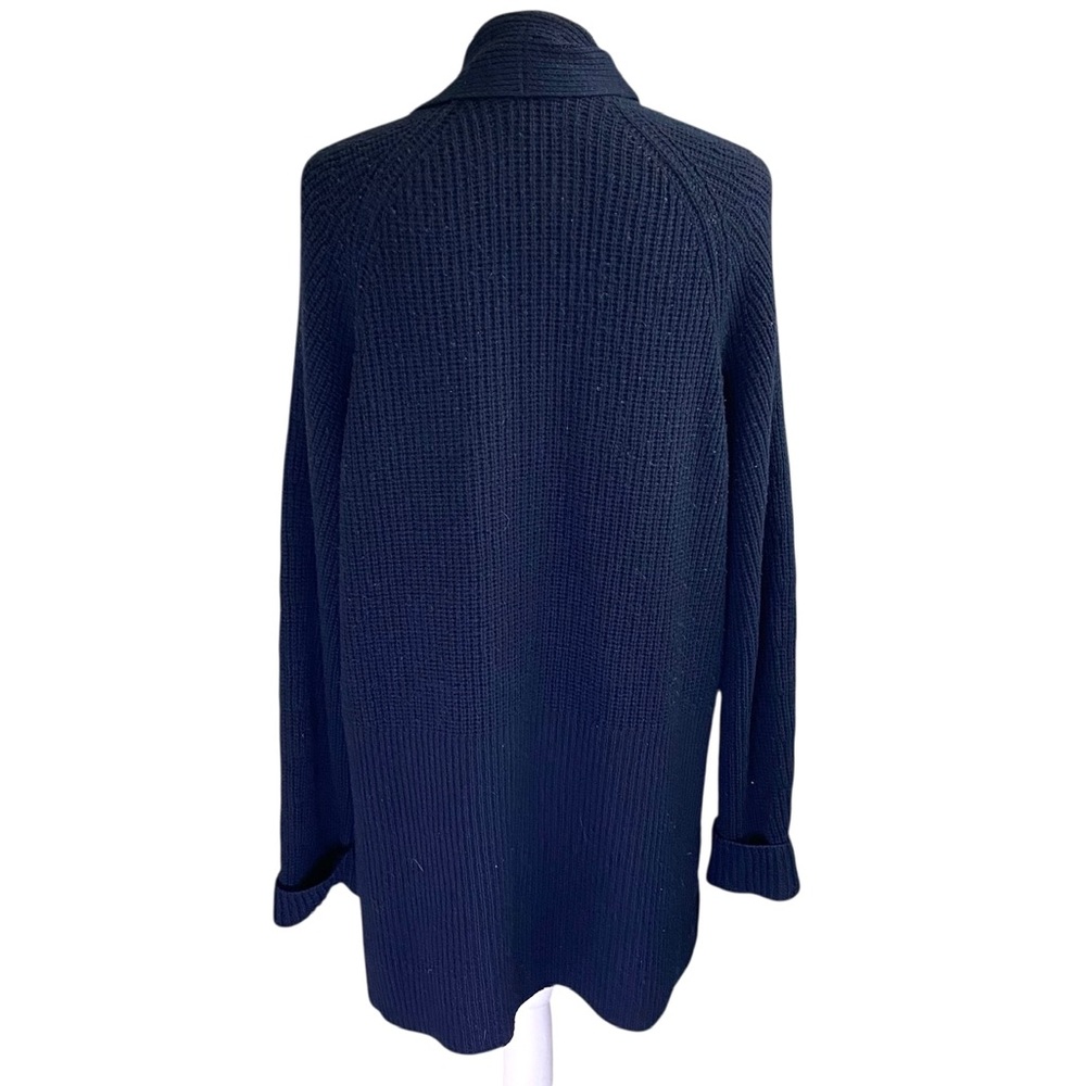Vince Ribbed Wool Cashmere Open-Front Navy Cardigan Sweater - Picture 3 of 12